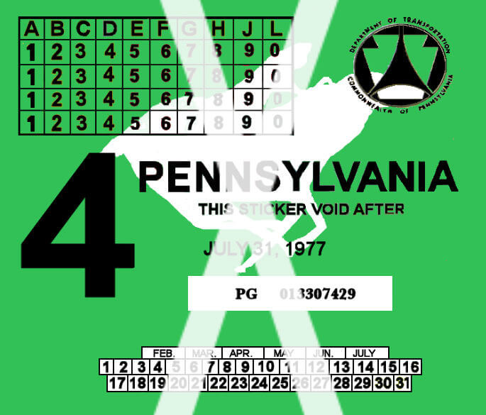 (image for) 1977-4 Pennsylvania INSPECTION Sticker